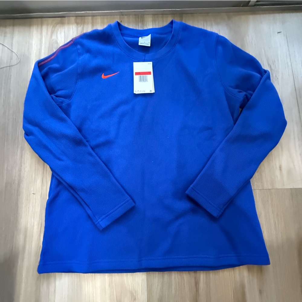 Nike Royal Blue Crewneck with Bright Orange Swoosh | SZ L